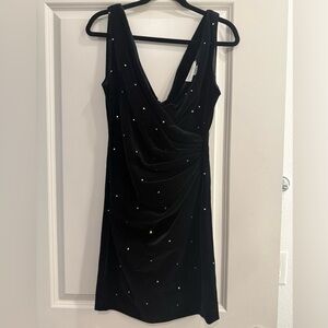 Emanuel Ungaro Black Embellished Ruched Dress